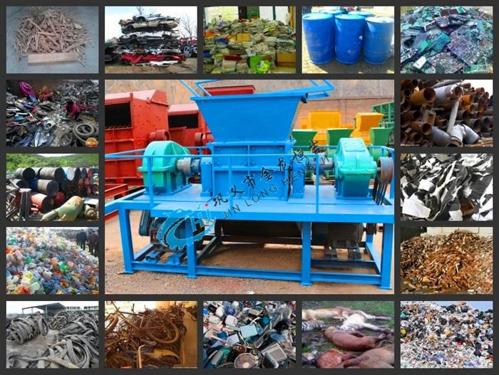 Double shaft Recycle solid waste Metal plastic rubber shredding crusher price recycling Tyre Tire shredder machine for sale