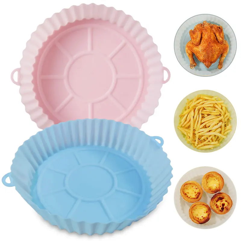 Bpa Free Large Round Shape Reusable Liners Circle Air Fryer Silicone Pot For Air Fryer