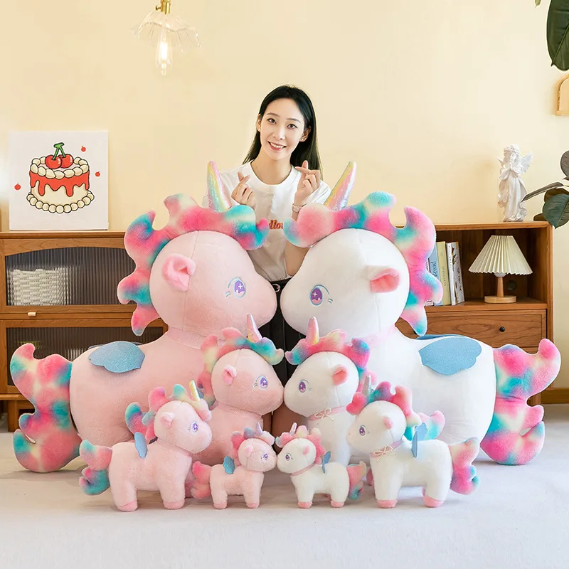 Wholesale Plush Animal Plush Unicorn Horse Rainbow Toys Customized Anime Dolls Pink White Rainbow Unicorn Plush Toy Dolls