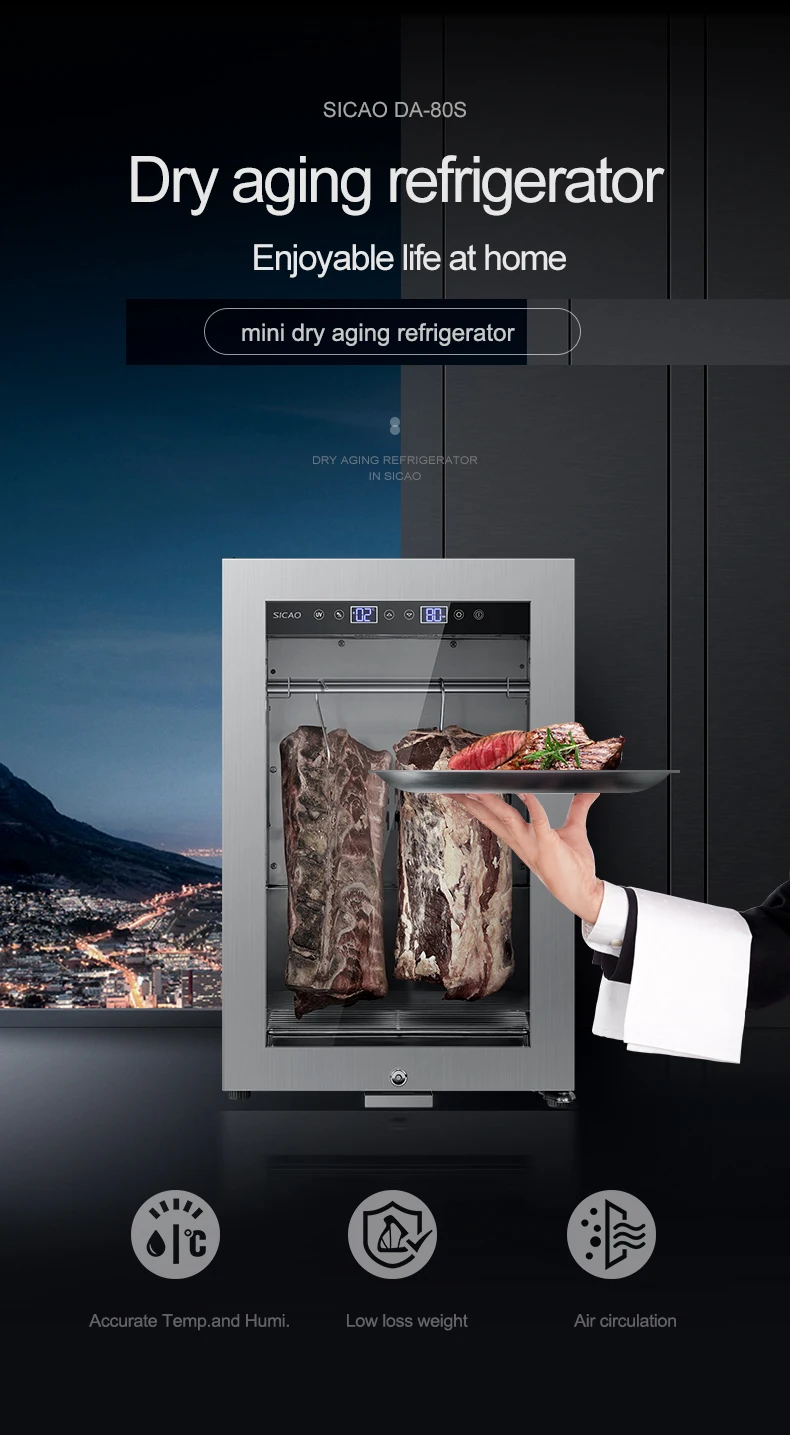 Wholesale freestanding compressor auto defrost dry aged meat cabinet refrigerator