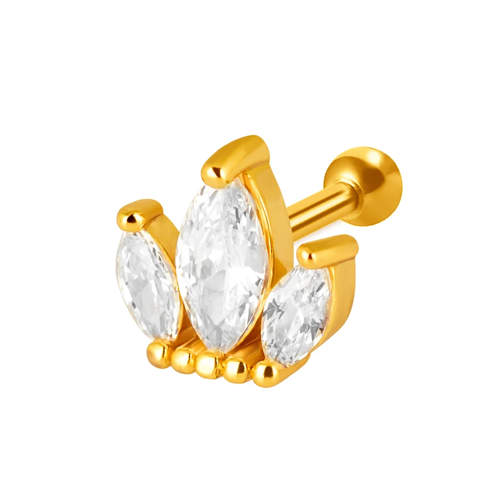 Factory wholesale unique design gold plated star shape prong set clear zircon earrings Free Sample  Decorative Crown sha