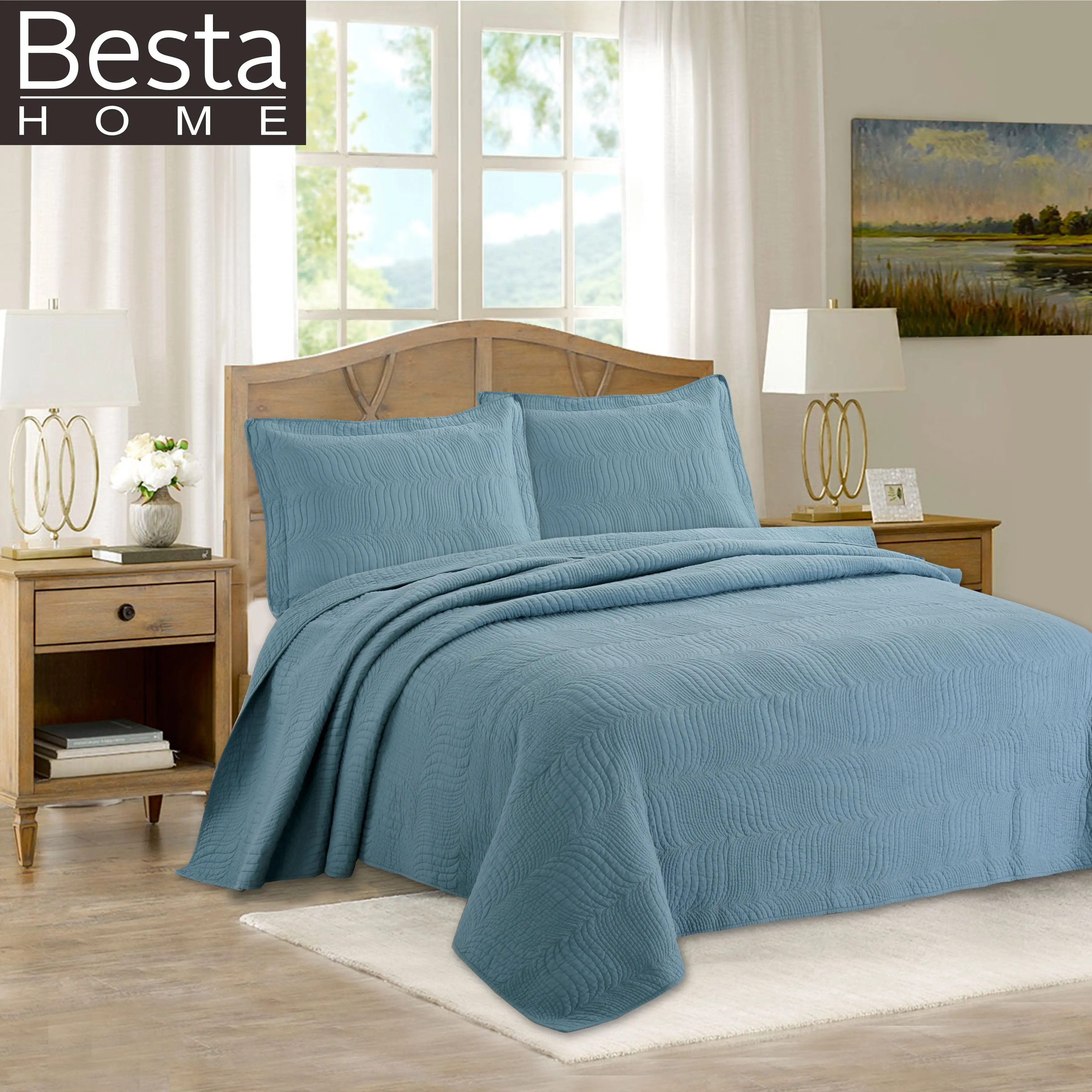 Besta Hot Sales in Eastern Europe Manufacturer Professional Quilted Bedspread Bedding Set