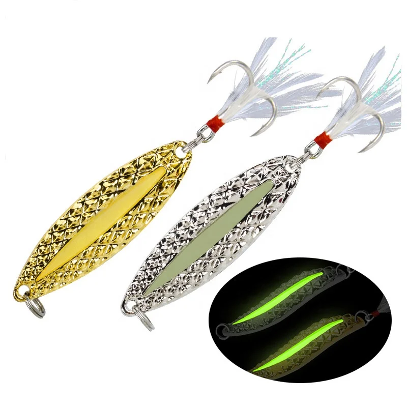 New Design 5g 7g 10g 15g 20g Glow In Dark Leech Luminous Metal Spoon Fishing Metal Spinner Fishing Lure