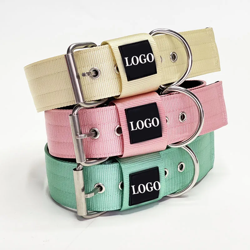 K9 Dog Collar for Tactical Training Adjustable Durable Nylon with Double Metal D Ring Buckle