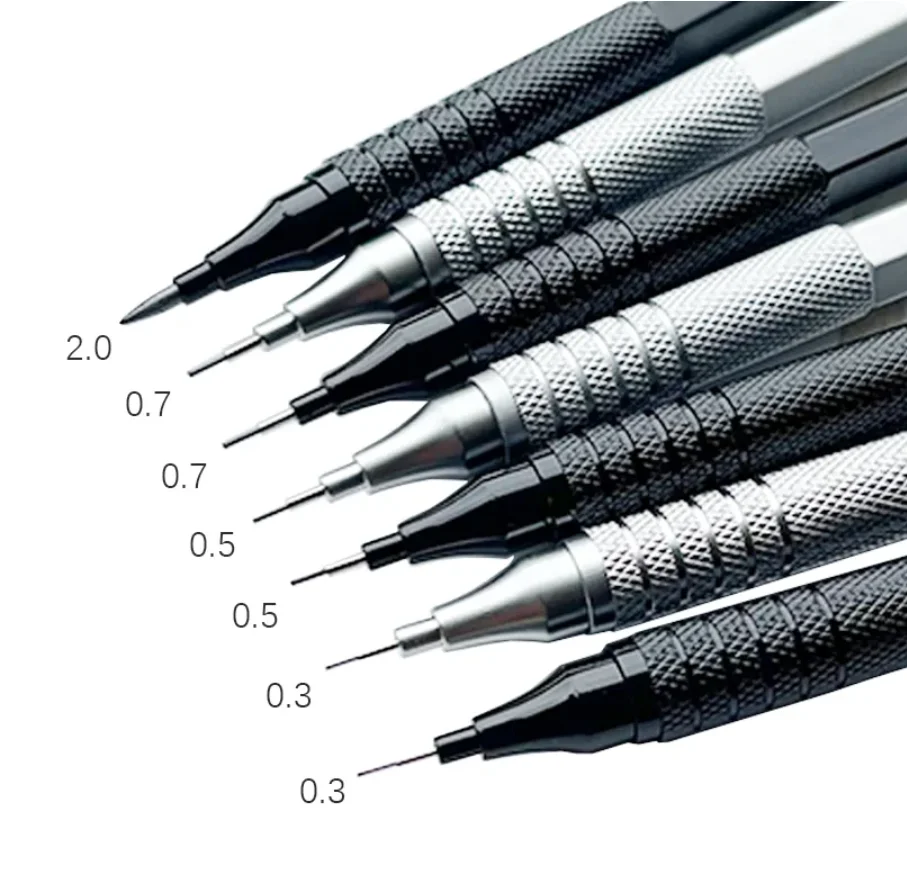 Mechanical Pencil 0.3/0.5/0.7/0.9/2.0mm Low Center of Gravity Metal Drawing Special Touch Pencil Office School Writing Art