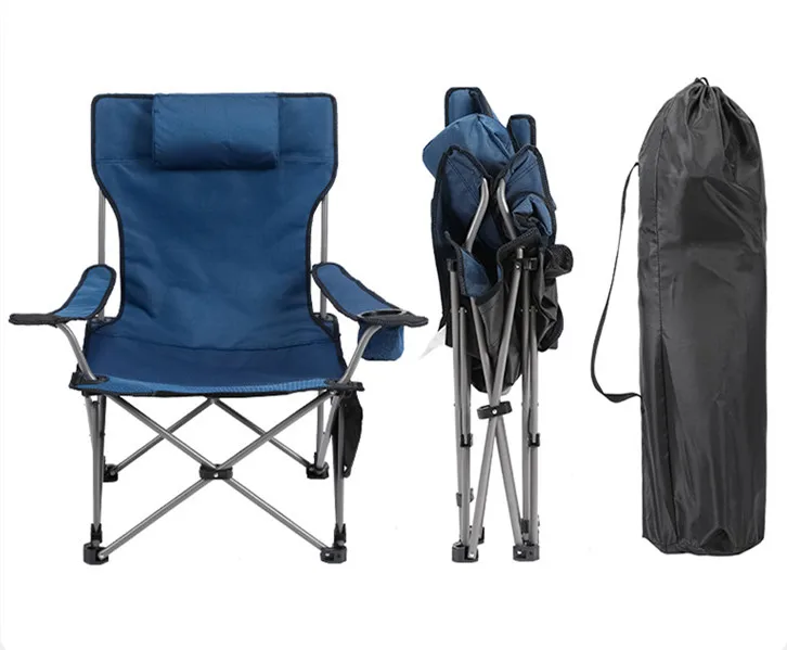 Camping Accessories Fishing Foldable Camping Chair with Cooler Bag Metal Carton Folding Chair Beach Chairs Modern 98*32*33CM