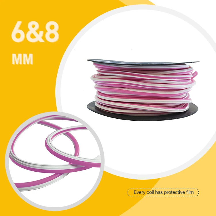 Great Popular Rose Red Colorful 6mm Thickness Flexible LED Light for Advertising Neon Led Strip