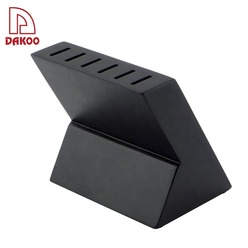 Лидер продаж, 6 шт., подставка для ножей с черным покрытием, деревянный блок для кухонных ножей без ножей