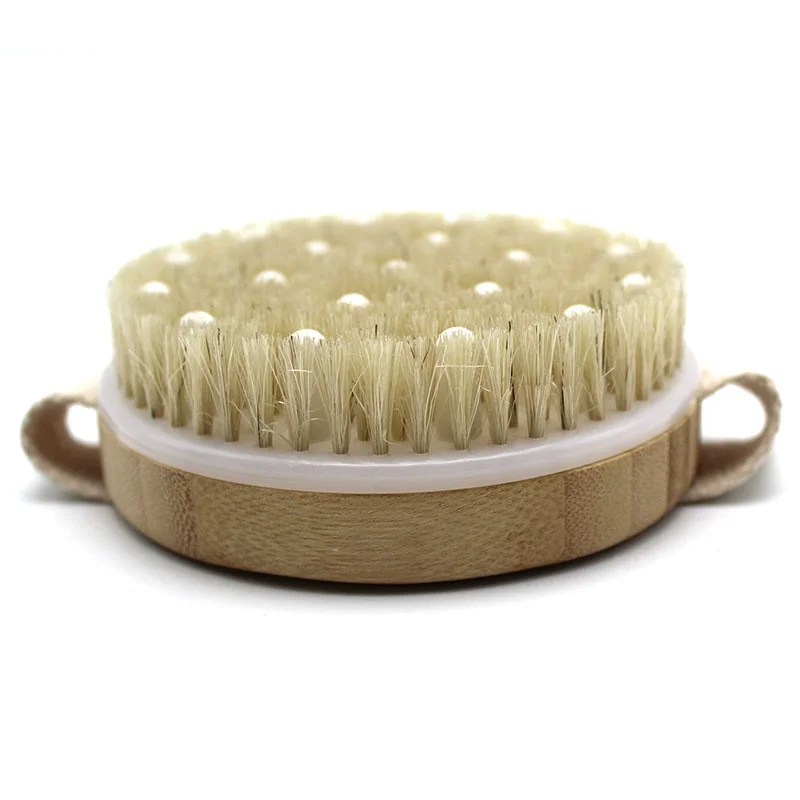 Bamboo boar bristles massage dry brushes soft mild bath body brush