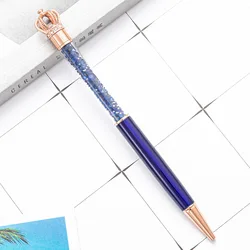 Spot wholesale Kawaii metal Transparent crystal crown ballpoint pen with custom logo