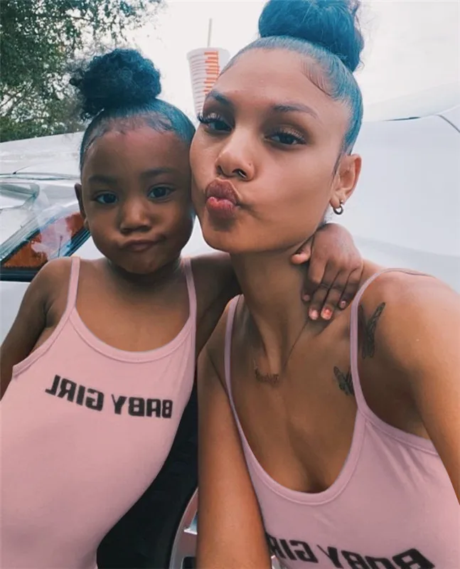 Solid Color Baby Girl Mommy And Daughter Matching Sets Family Matching Outfits Mommy And Me Clothing Summer Outfits