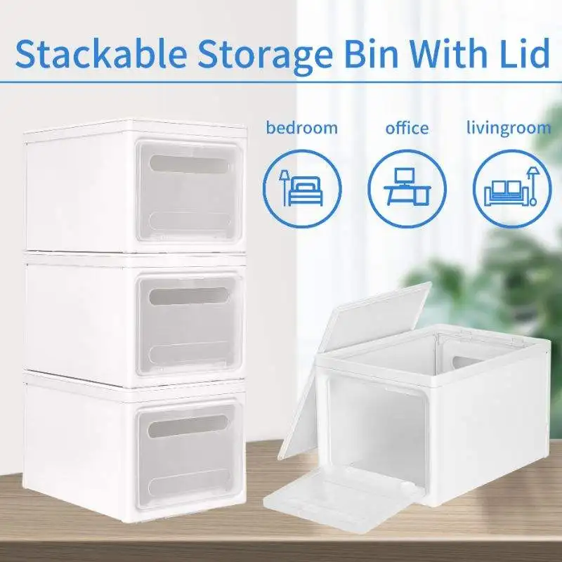 Clothes Storage Box Closet Organizer Home Organization Boxes PP Storage Bins Plastic Storage Box With Lid