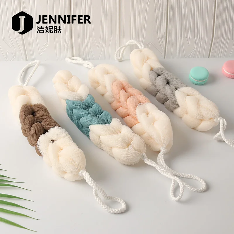 Wholesale price eco friendly long shaped mesh material pink loofah bath sponge