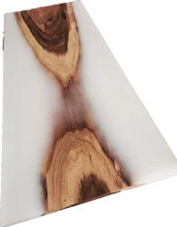 Solid Walnut Wood White Resin Table Top 1524x765x38mm