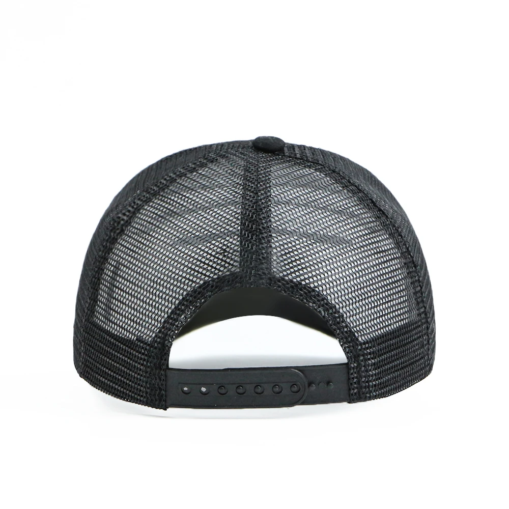 Wholesale Custom DIY Iron Logo Piece 6 Panel Trucker Cap Black Sports Caps Richardson 115 Mesh Trucker Hat