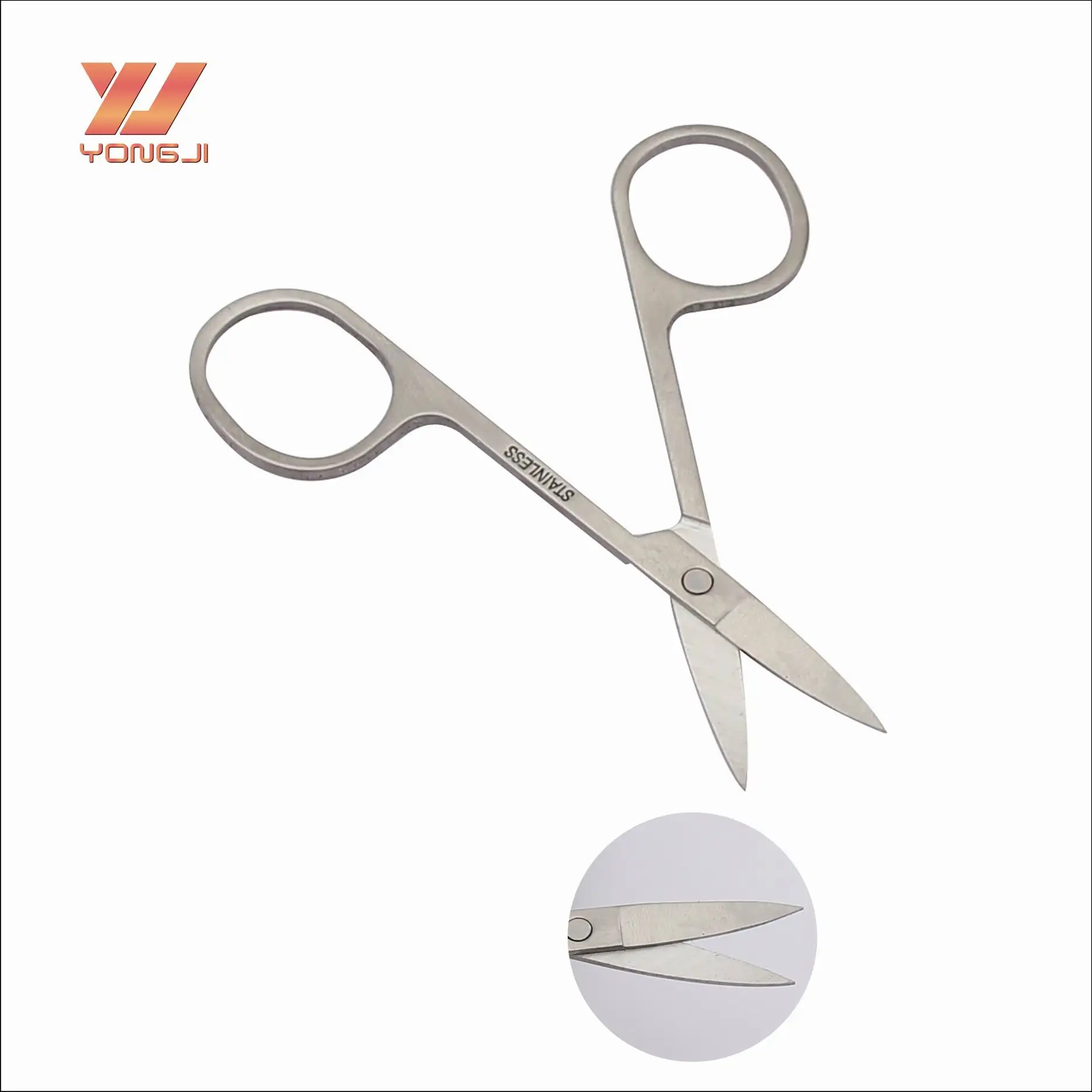 Chinese Factory Silver Eyebrow Scissors Stainless Steel Eyebrow Trimming Scissors