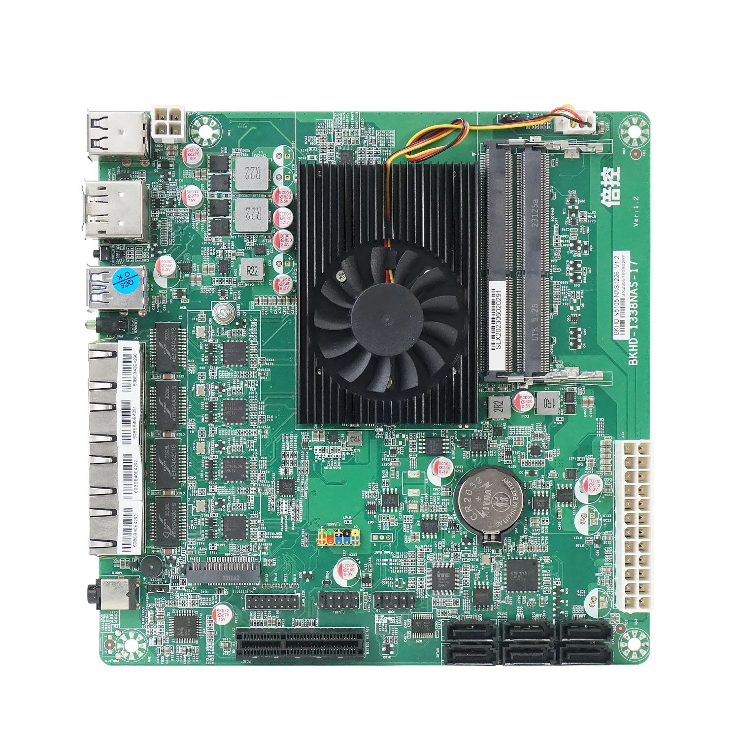 BKHD Hot-seller 1338 ITX Motherboard 170*170MM N5150 N6000 4*2.5G NIC 6*SATA 1*M.2 1*PCIEX4 Industrial Mini PC NAS
