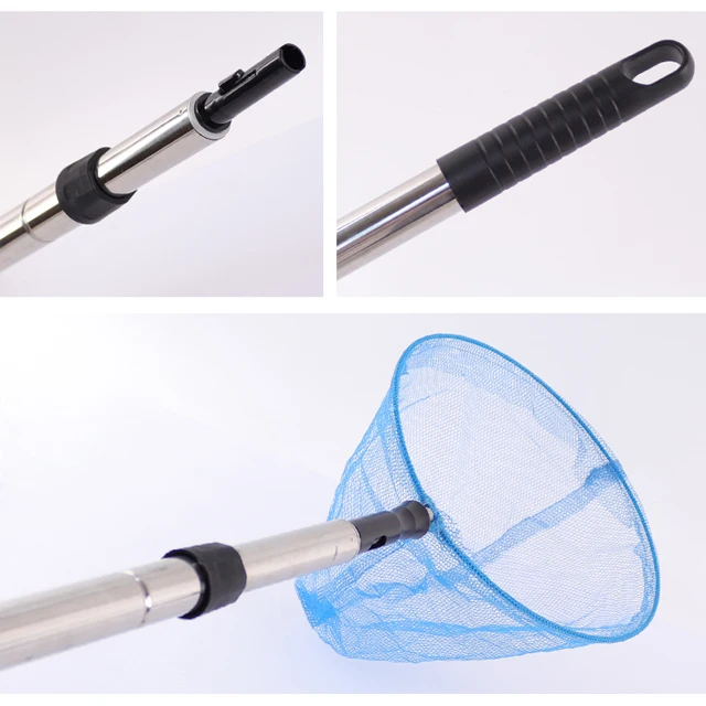 Long Handle Stainless Steel Quick Coupling Retractable Hand Net For Fishing