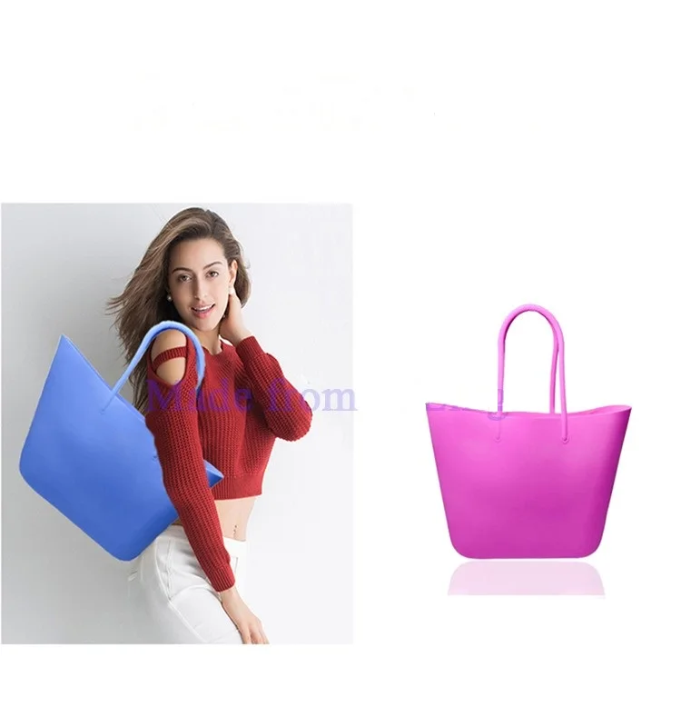 Factory Custom Large Size Classical Silicone Candy Jelly Tote Beach Bag Waterproof Women Shoulder Handbags