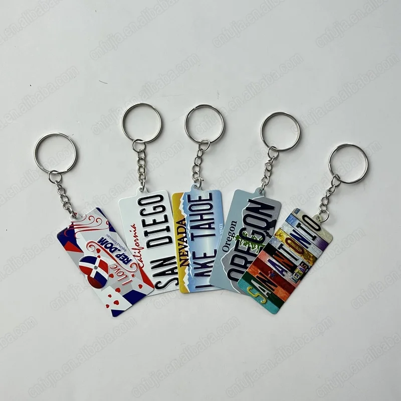 OEM wholesalepromotional tourist souvenir 3d embossed metal aluminum license plate keychain
