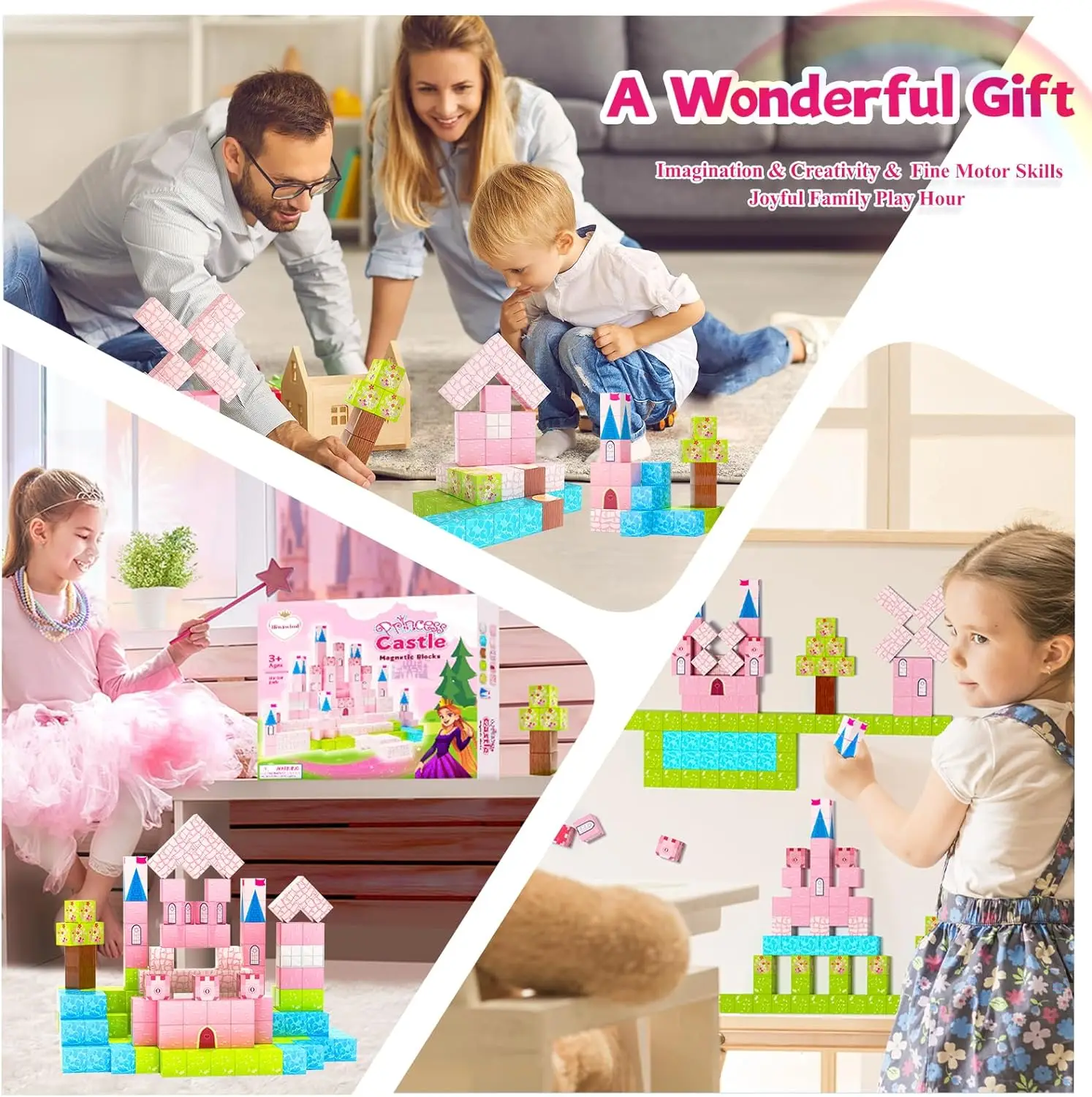 2024 Magnetic Blocks Building Toys-Princess Castle Collection Princess Birthday Gifts Kids Toddler Toys