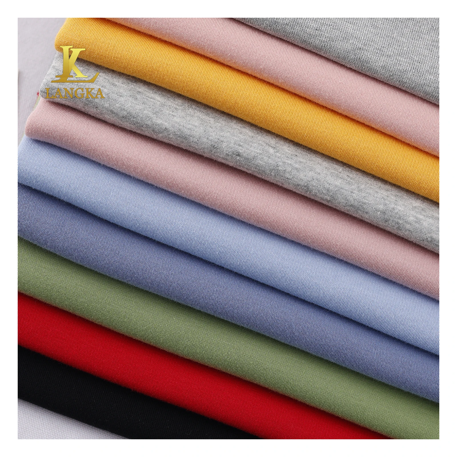 Langka 200-500gsm french terry knitted fleece hoodie fabric cotton polyester spandex material for sweatshirt shorts men