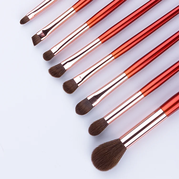 RTS Red 12pcs Portable Soft Synthetic Hair Hourglass Kids Makeup Brush Set Soap Marble New High Quality 2023 Mascara Travel Size