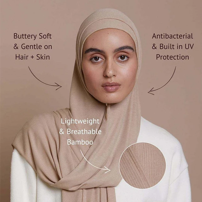 Premium Breathable Bamboo Ribbed Jersey Hijab Stretchy bamboo pleated jersey hijab Scarf For Muslim Women