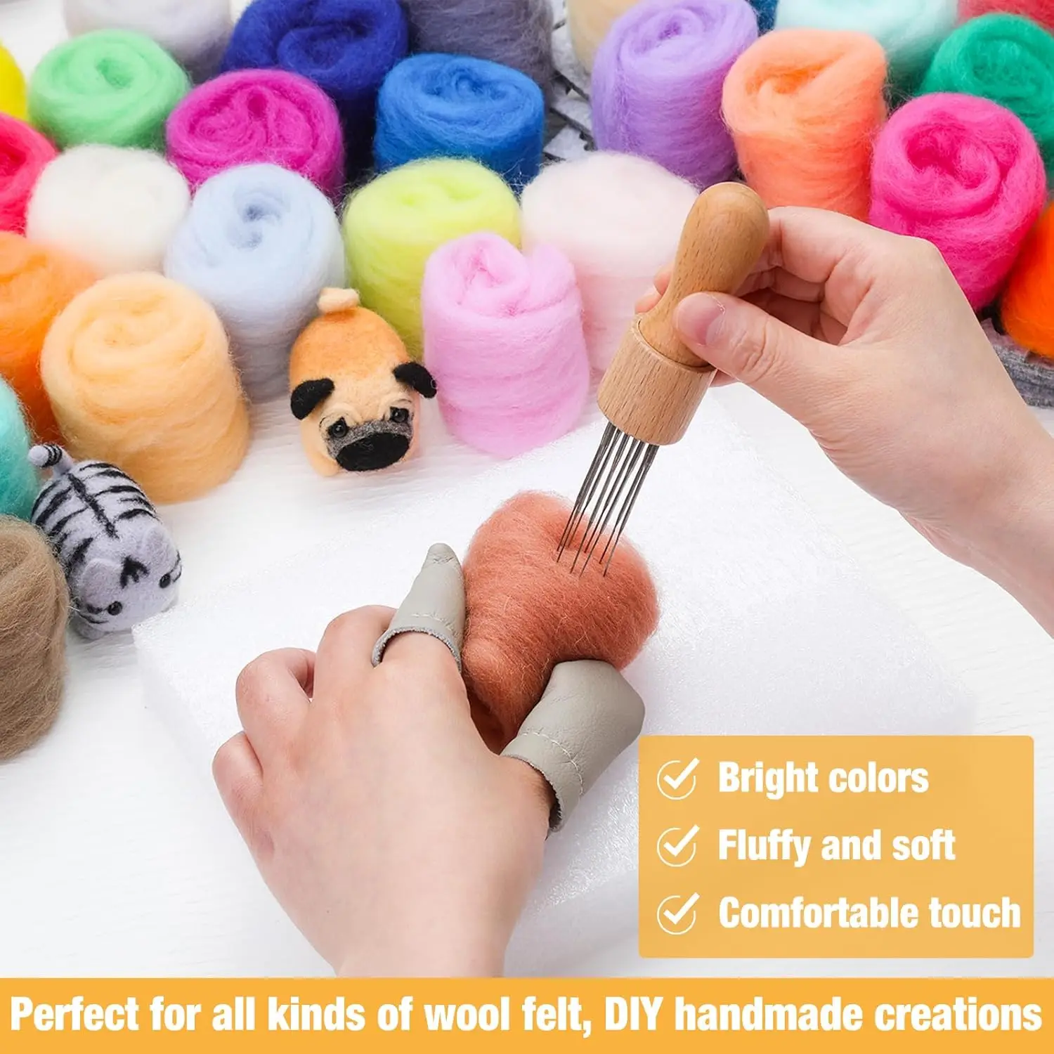 New Product Diy  Felting animal wool Kit handmade Material Package felting wool craft