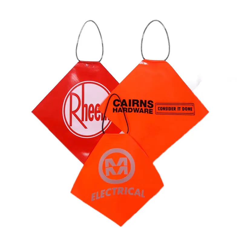 Factory Direct sales traffic safety warning hanging flags PVC mesh folder warning signal flag
