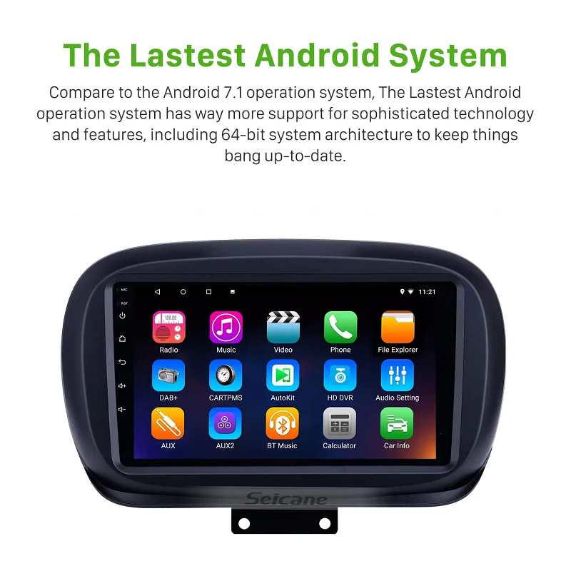 Android 13.0 HD Touchscreen 9 Inch GPS Navigation Radio For 2014-2019 Fiat 500X With AUX WIFI USB Support SWC Carplay
