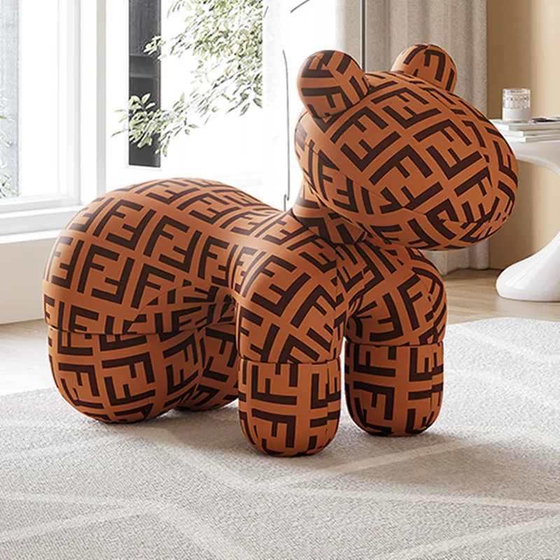 Scandinavian Creative Pony Chair Single Sofa Seat for Children Fabric Animal Stool for Living Room Bedroom Hotel Leisure Use