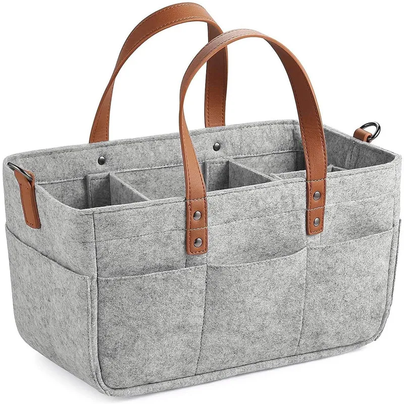 Eco-friendly  Portable Foldable Baby Diaper felt Caddy Organizer Tote Organizer bag storage baby diaper bag