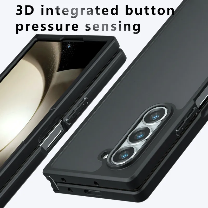 For Samsung Galaxy Z Fold 6 5 4 Matte Case Skin Feeling Matte Soft Silicone Folding Hinge Hard PC + TPU Protective Back Shell