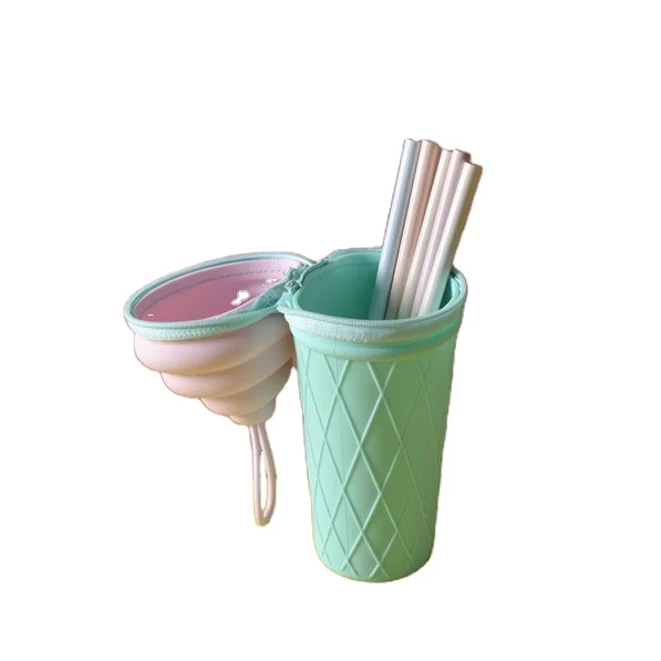 Custom durable fashion school pencil case creative novelty ice-cream shape pen pouch