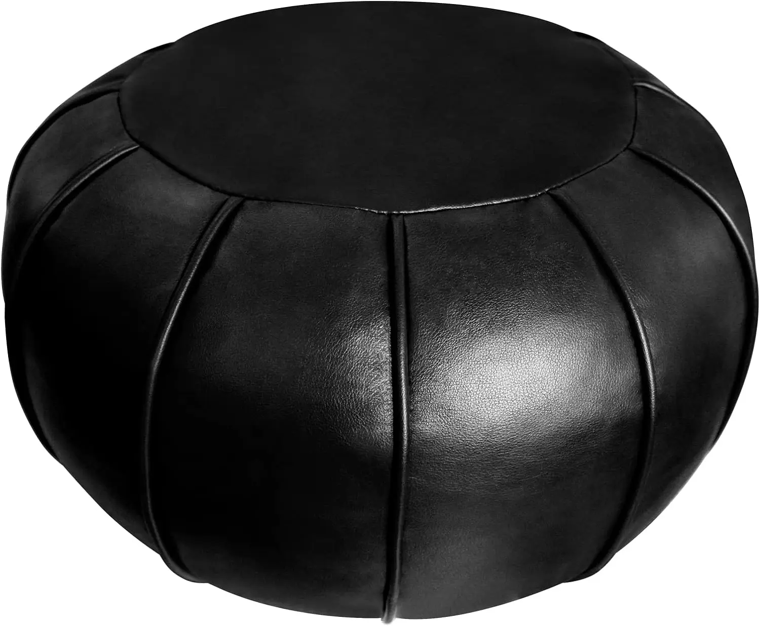 Black Faux Leather Pouf Ottoman Moroccan Footstool Floor Footrest Cushion Unstuffed Bean Bag with Storage Solution to go sofa