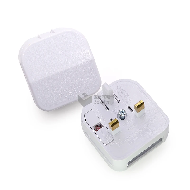 BS1363-5 ECP Euro Europe EU Plug to 3 Pin UK Plug Fused Converter Mains Socket Adapter 3A/5A/13A - White BS 5733 Plug Adapter