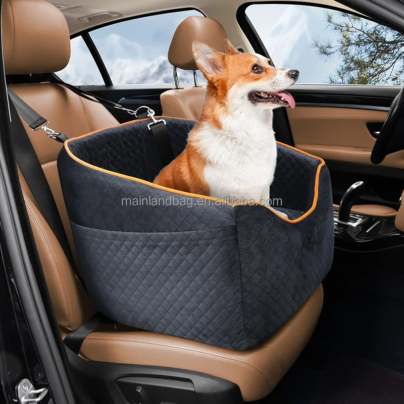 Dog Car Seat Memory Foam Booster Dog Seat for Dogs up to 35 lbs Pet Car Seat Travel Safety Washable Removable Cover Pet Bag