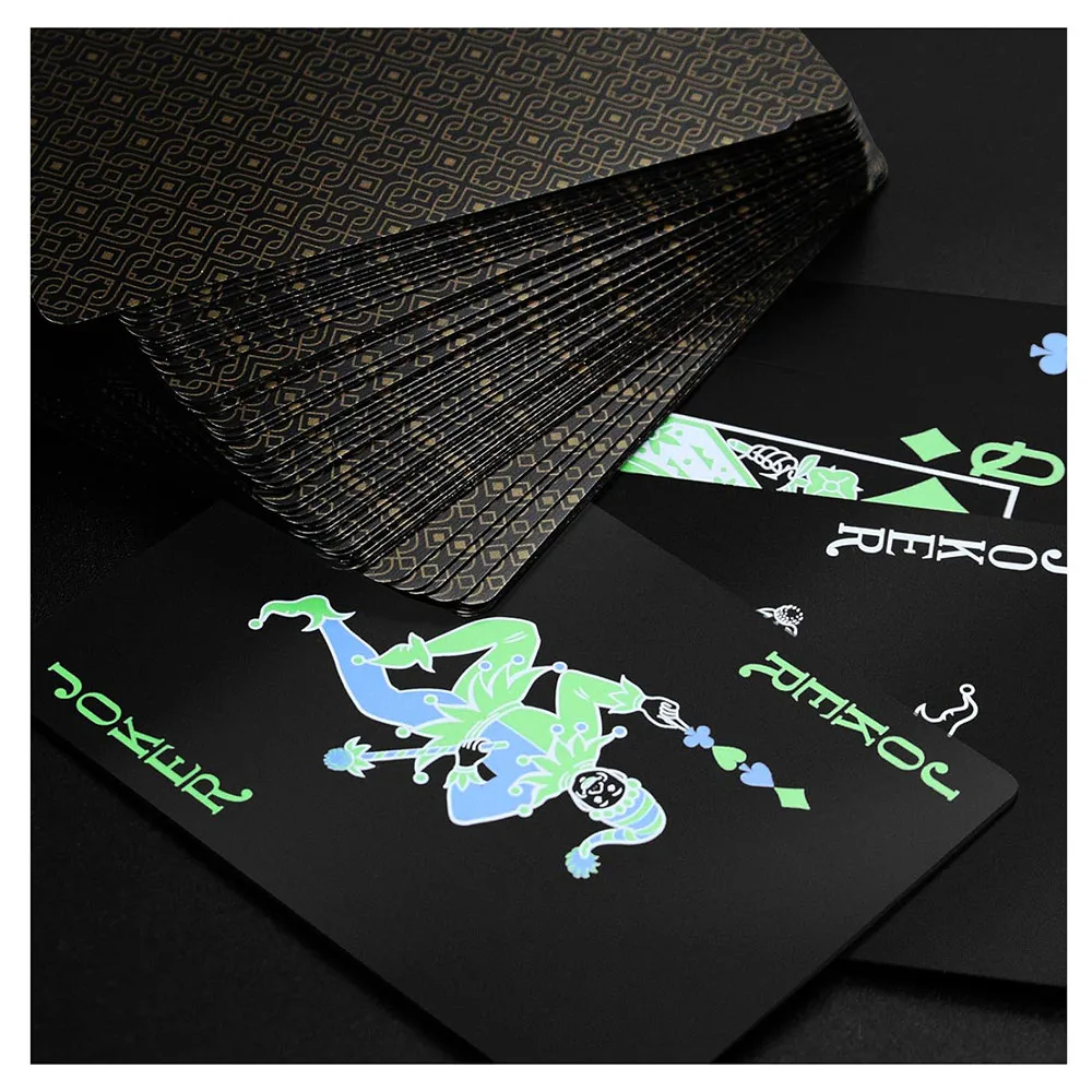 Premium Plastic Waterproof Black Playing Poker Cards Professional Luxury Deck of Cards for Adults
