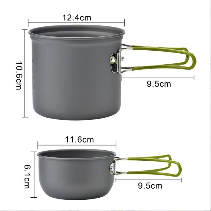 Portable Camp Stove with Lightweight Pots and Pans Set Non-Stick Backpacking Camping Cookware Set
