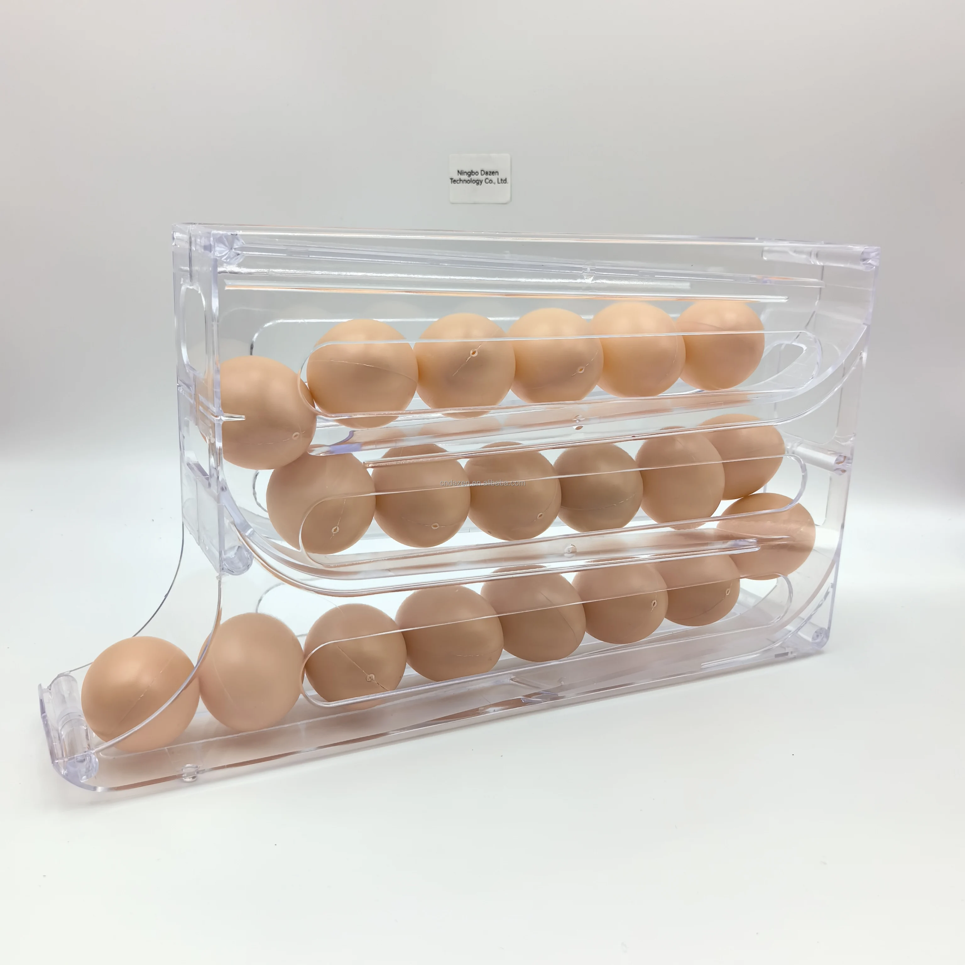 Automatic Transparent color Rolling 4-Tier Egg Storage Box Modern Plastic Egg Holders Dispenser for Kitchen Use Packed in Carton