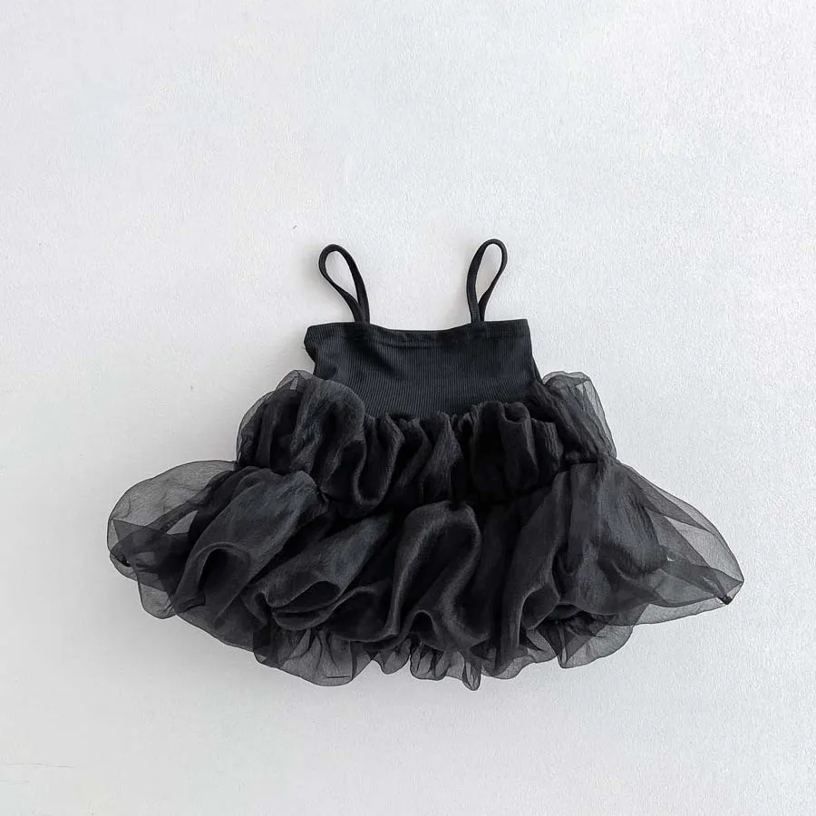 Baby dress Summer sleeveless slip dress Knit patchwork mesh for baby girls cute puffy princess dress newborn baby clothes