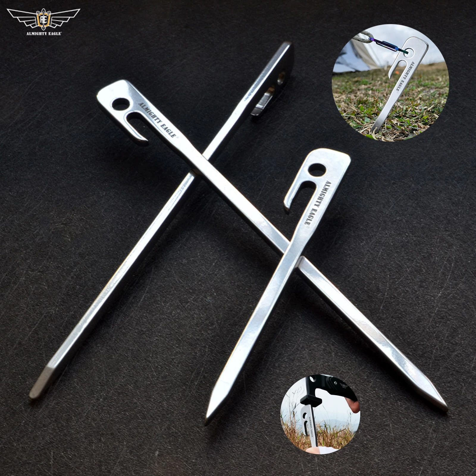 High-Hardness Stainless Steel Integrated Camp Nails Tent Ground Pile Steel Nails for Outdoor Camping