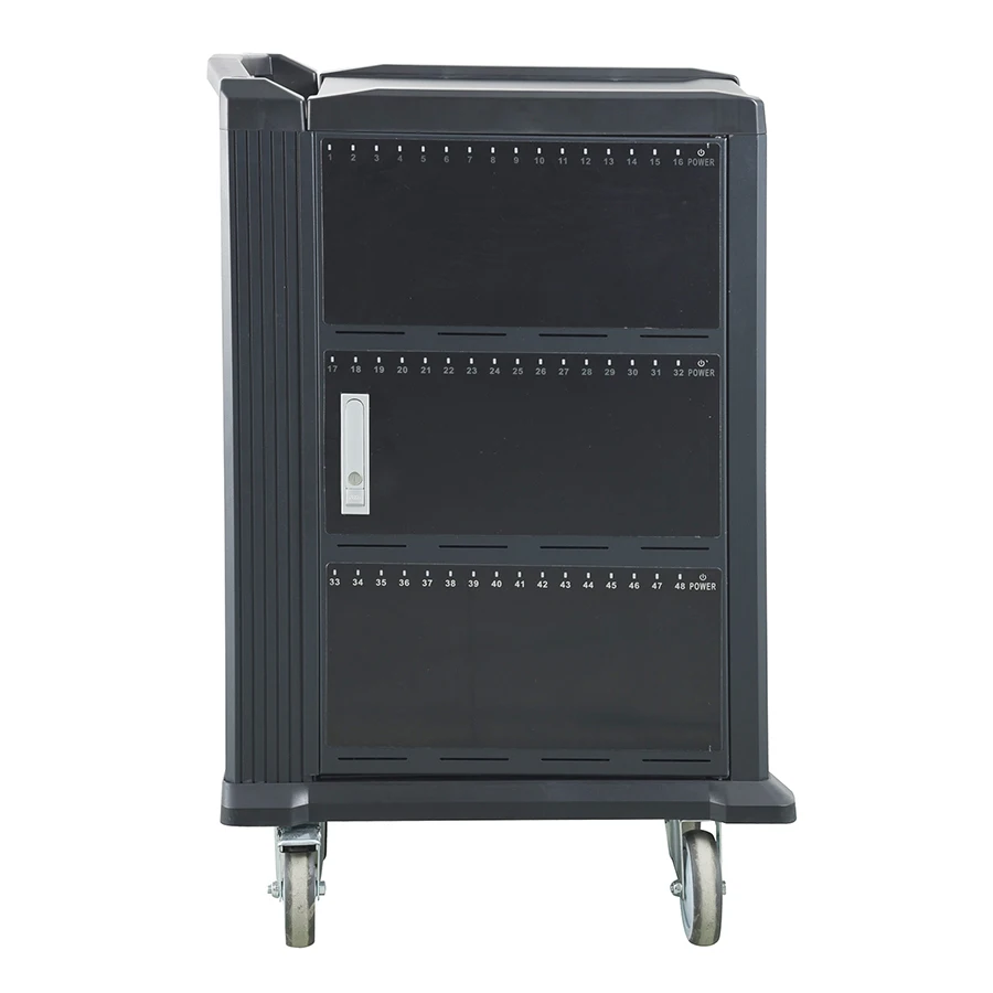 Soft touch 48 way DC charging cart with plastic corner