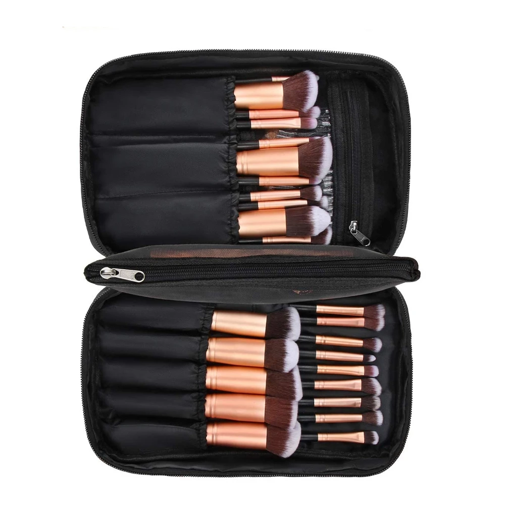 Custom Cosmetic Bag Roll Makeup Brush With Leather Wallet travel cosmetic bags portable cosmetic make up case bag for ladies