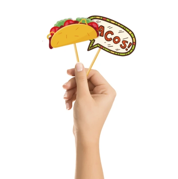 Custom Mexican Cactus Tacos Skull Mojito Pinata Design Paper Photo Props Flags for Dia De Los Muertos FIESTA Holiday Party Decor