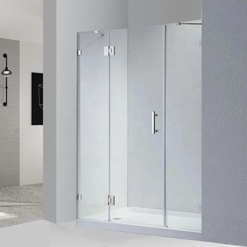 Прямая Продажа с фабрики 8 мм 10 закаленное стекло черная шарнирная ручка Безрамная душевая