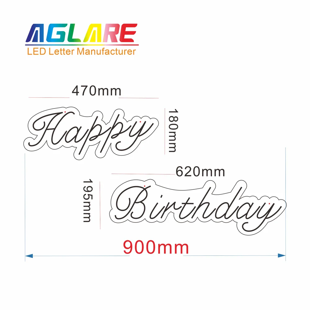 Led Letter Logo Light Happy Birthday Neon Light Custom Wedding Dropshipping Neon Sign For Bedroom Party Home Decoration