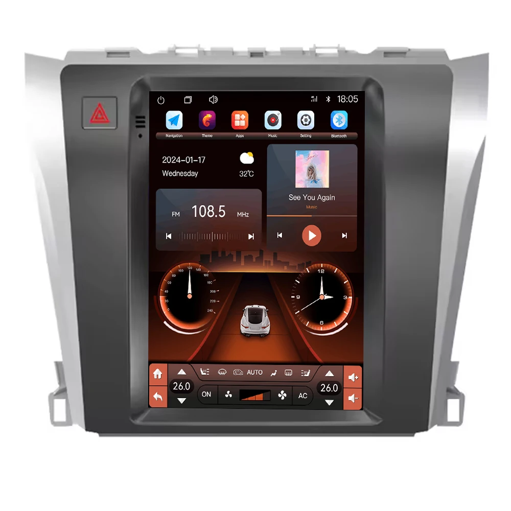 Android Car Radio panel Facial 9.7 inch Frame for TOYOTA CAMRY 2012-2016 with Wiring Cable Harness Connector