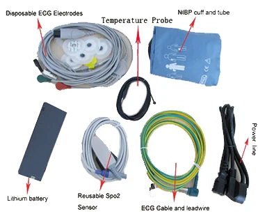  KN-601D подходит для работы в движении многопараметрический монитор пациента с 6 параметрами